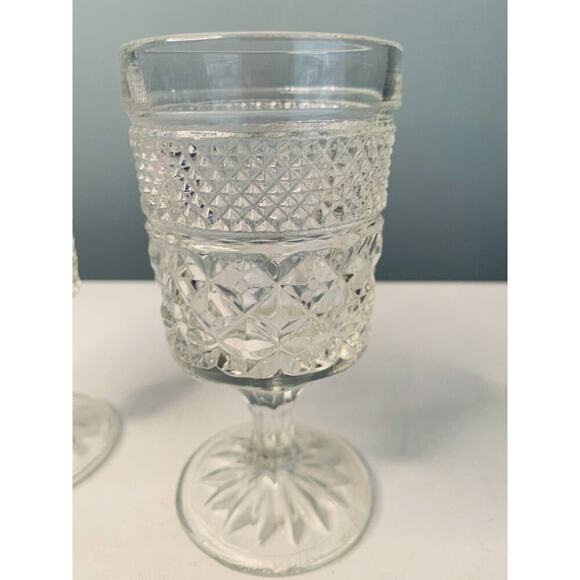 4 Anchor Hocking Wexford 5.5 oz Clear Rock Sharp Glasses Vintage Cut Glass 5.5” - Picture 9 of 9